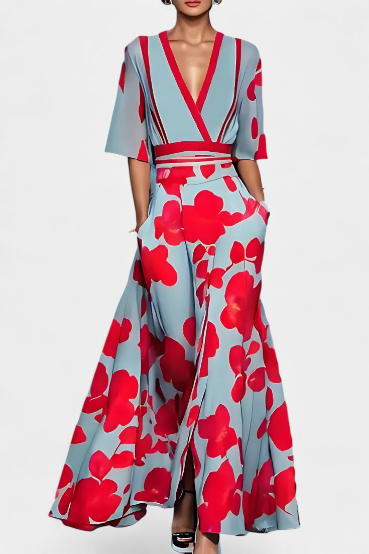 Montpellier Vestido envoltura floral de estilo elegante