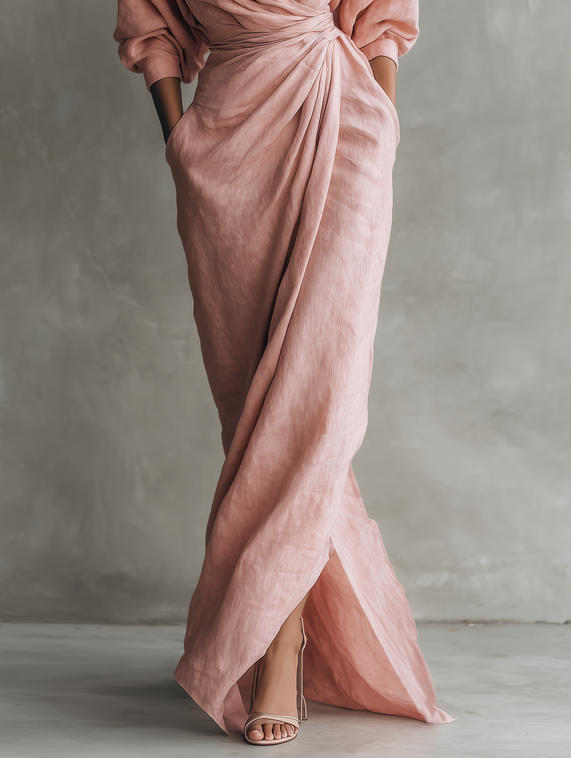 Agde | Vestido Maxi Rosa con Escote en V