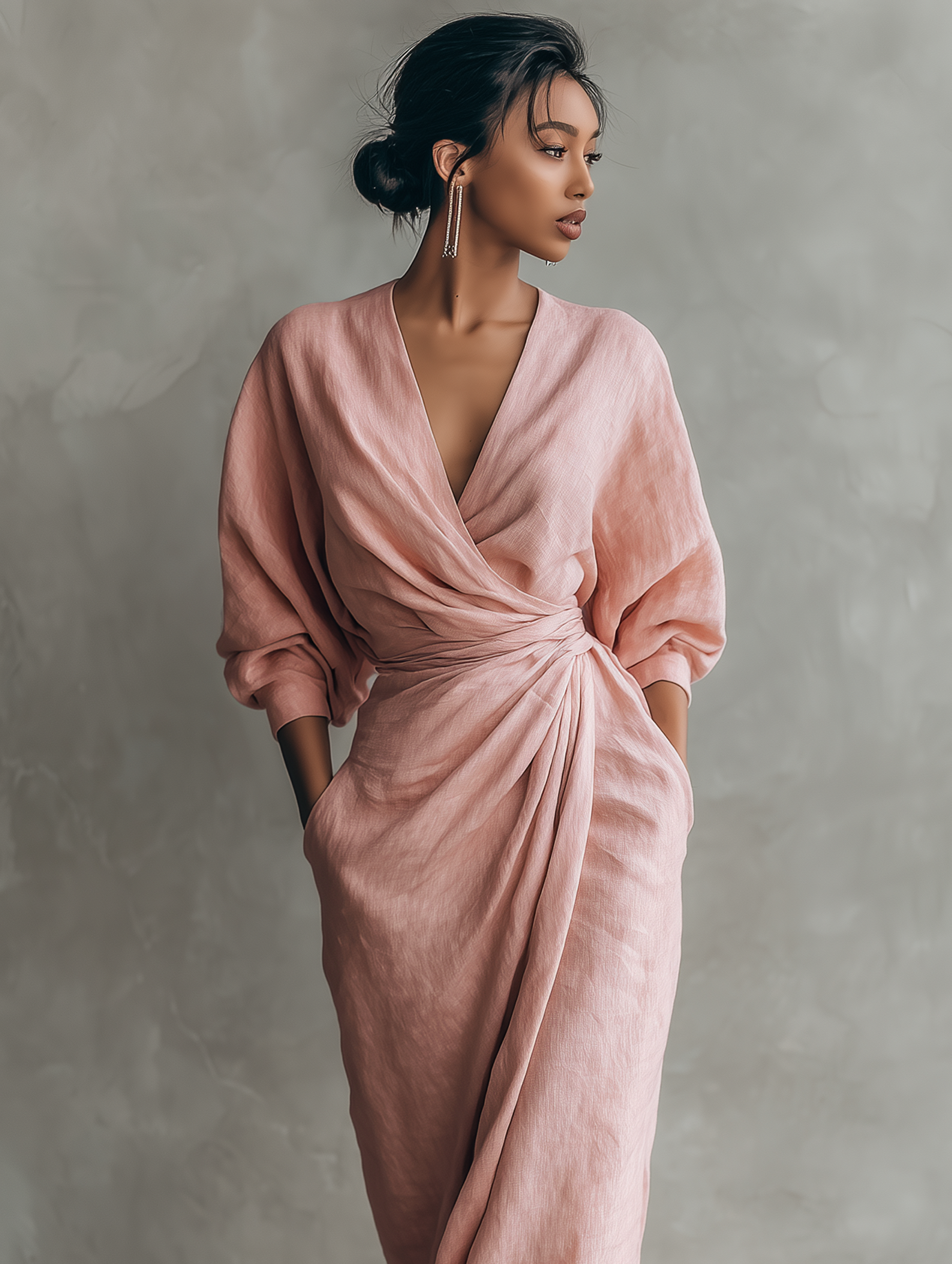 Agde | Vestido Maxi Rosa con Escote en V