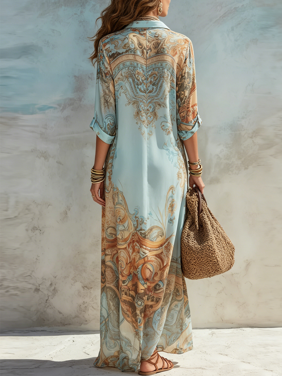Sète | Vestido Maxi de Chifón con Estampado Floral