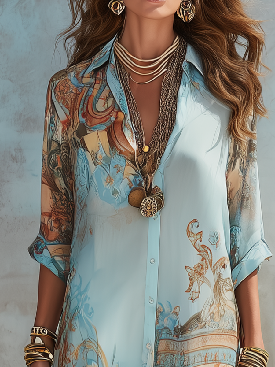 Sète | Vestido Maxi de Chifón con Estampado Floral