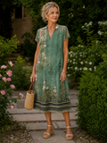 Èze | Vestido Midi Floral de Manga Corta, Elegante y Fresco