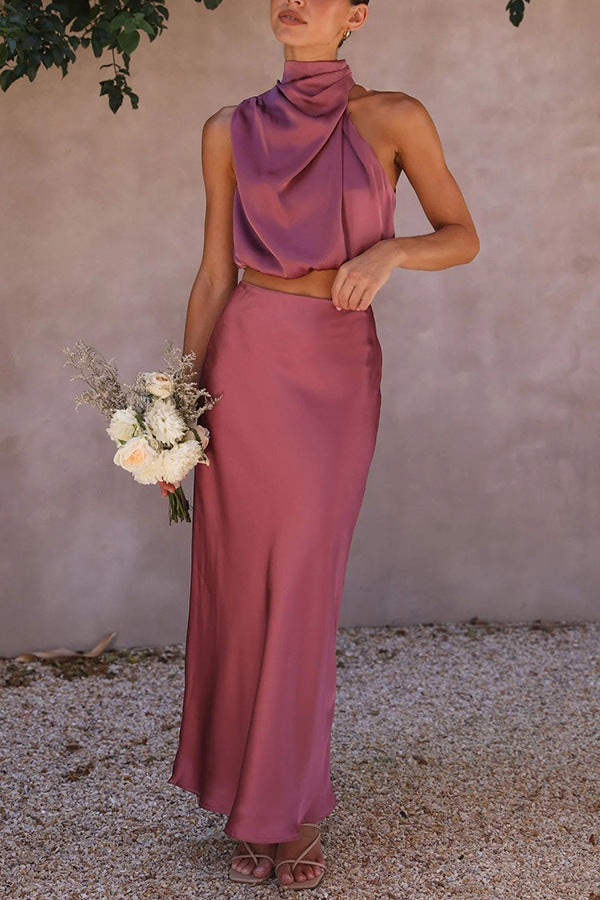 Menton | Conjunto Top y Falda de Satén