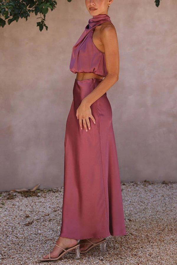 Menton | Conjunto Top y Falda de Satén