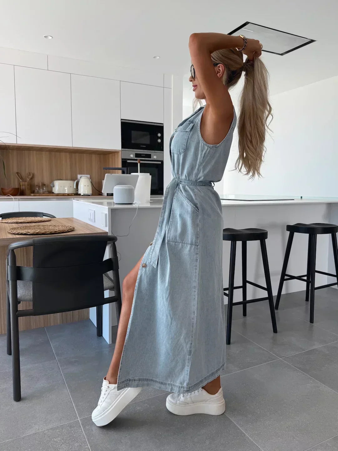 Aix | Vestido Largo Vaquero - Estilo Denim Moderno - vista 4
