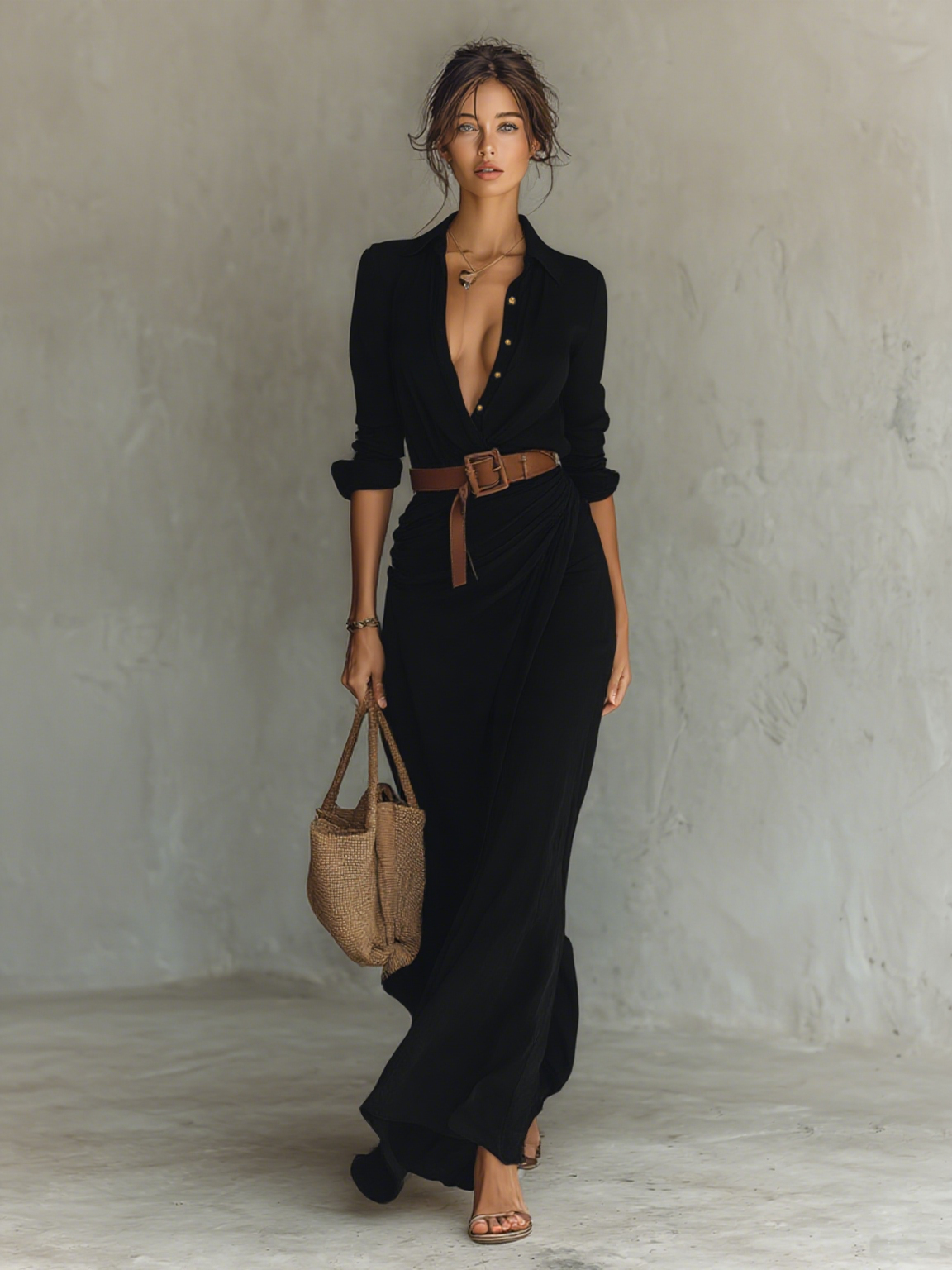 Taormina | Vestido Maxi con Cuello Solapa