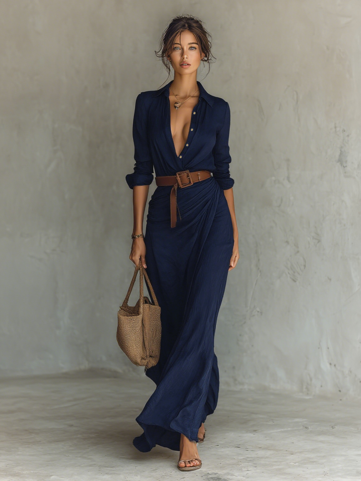 Taormina | Vestido Maxi con Cuello Solapa