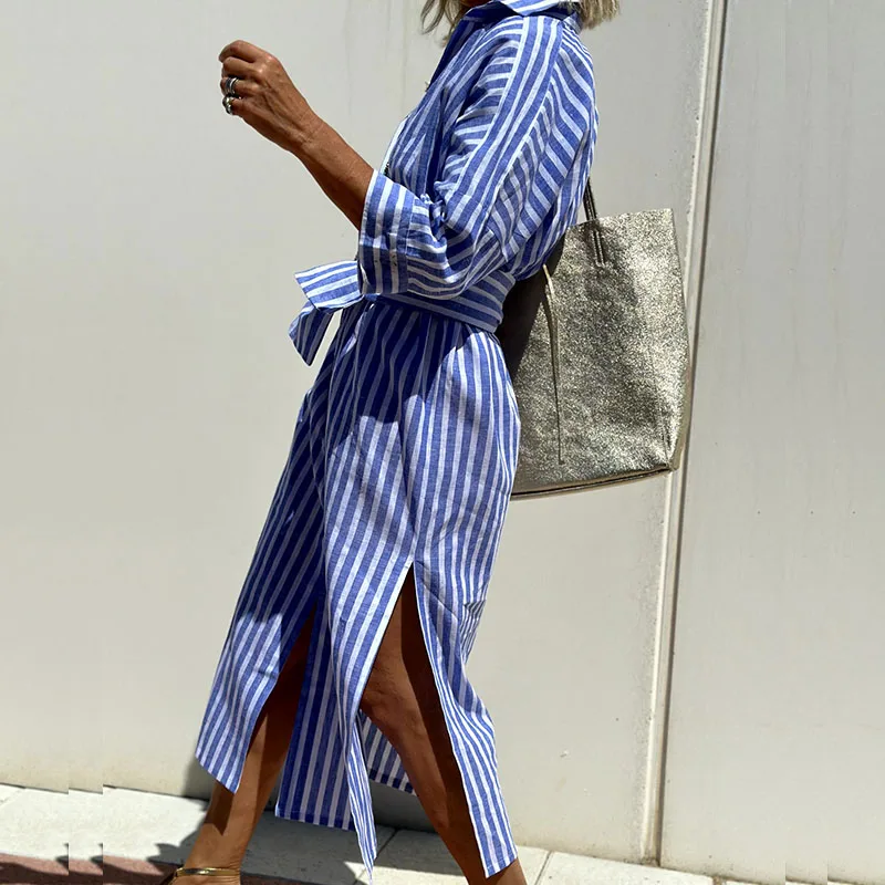 Cap Ferrat Vestido Largo de Estilo Camisa - Elegancia Sofisticada para Toda Ocasión