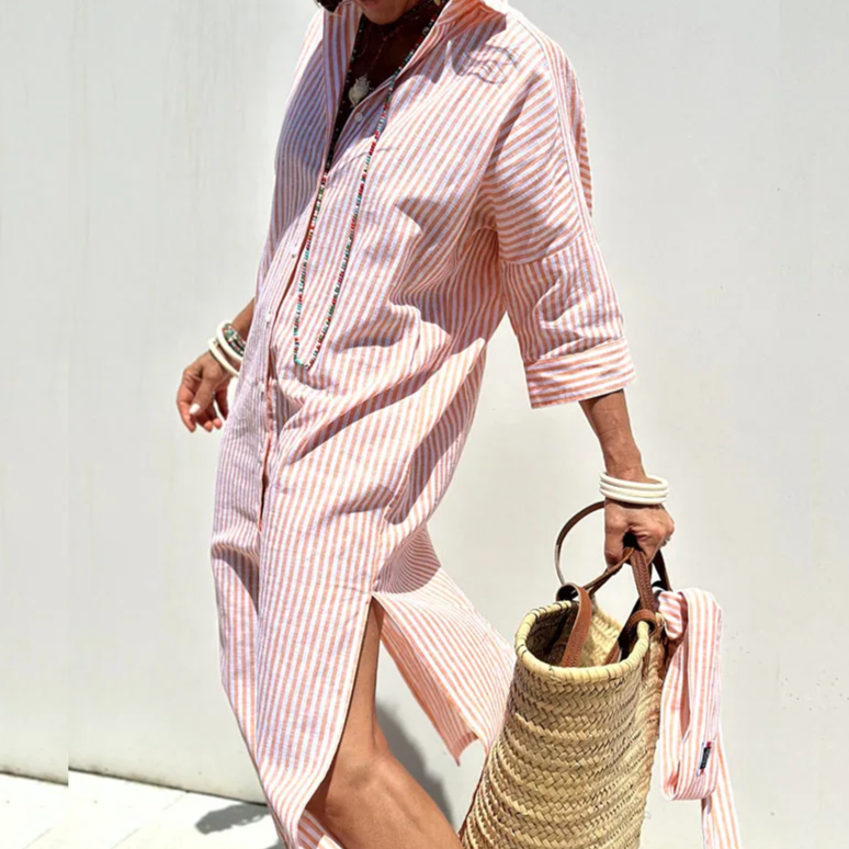 Cap Ferrat Vestido Largo de Estilo Camisa - Elegancia Sofisticada para Toda Ocasión