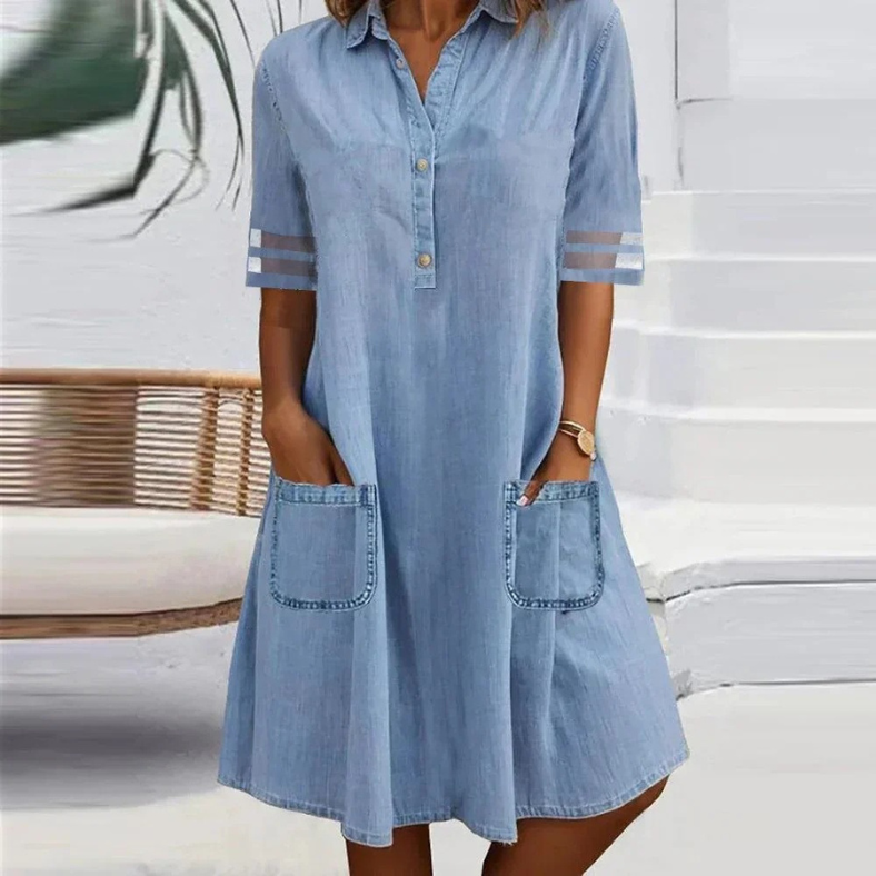 Béziers | Vestido Mini de Denim con Bolsillos