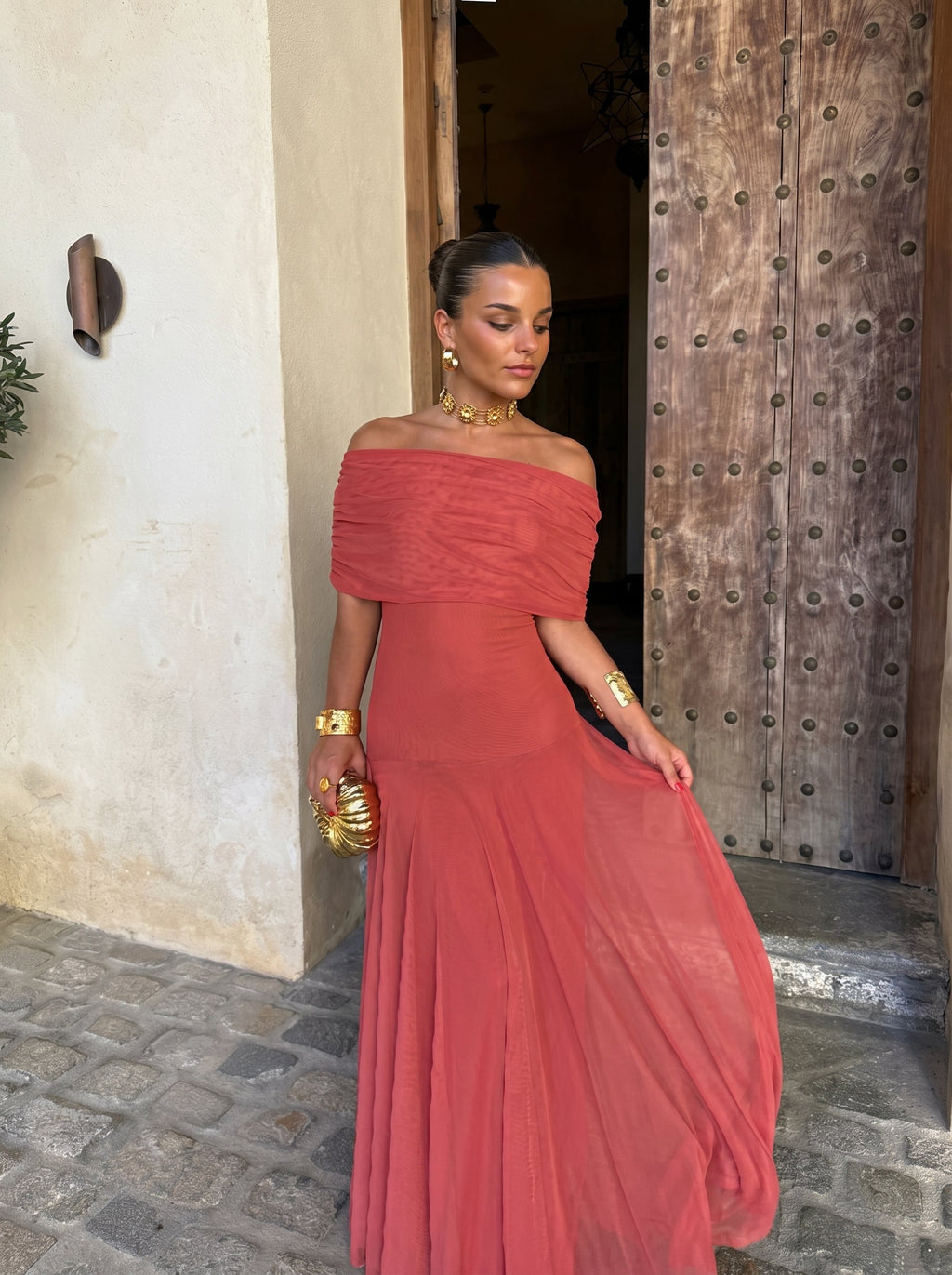 Palermo Vestido Bardot Largo – Estilo Sofisticado y Veraniego