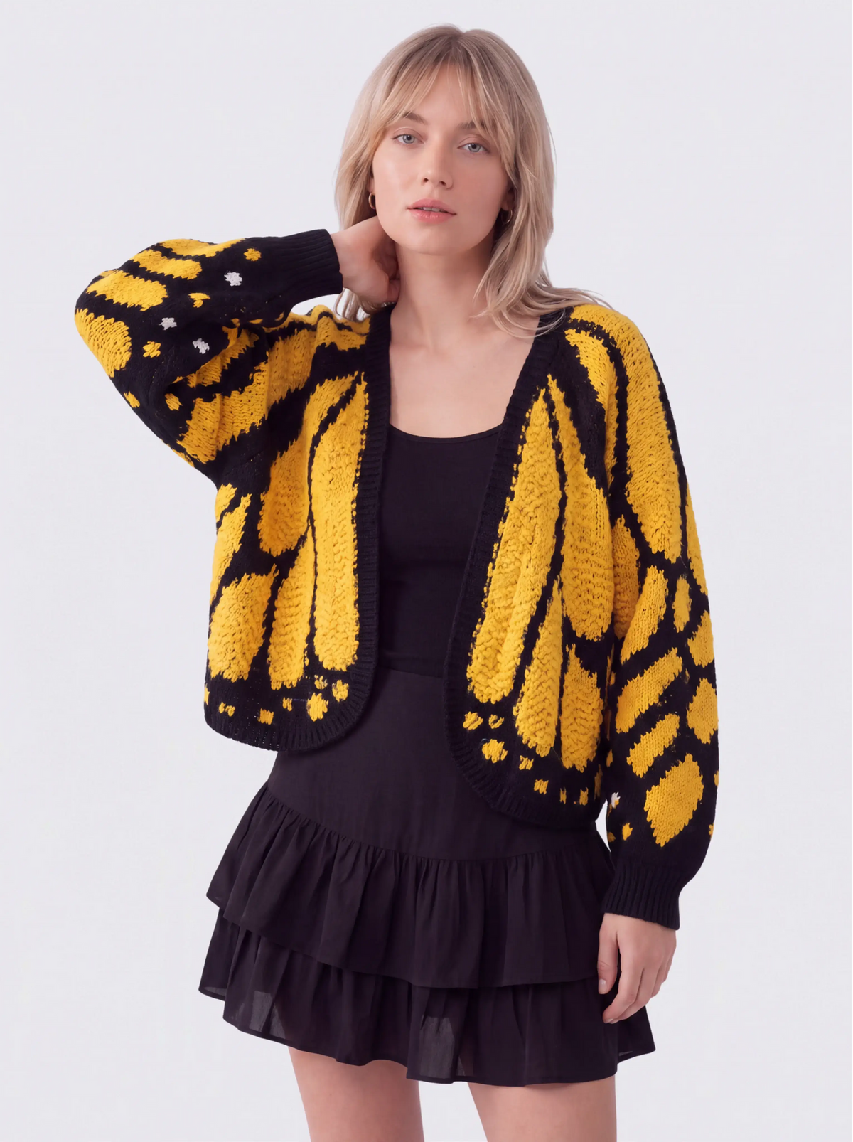 Cadaqués | Cárdigan oversize con diseño de mariposa - Amarillo