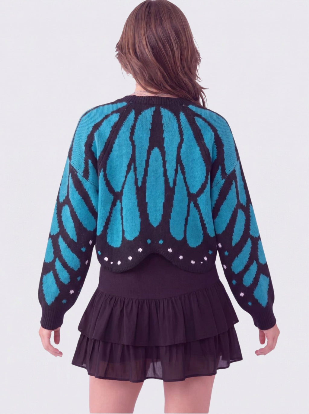 Cadaqués | Cárdigan oversize con diseño de mariposa - Azul claro