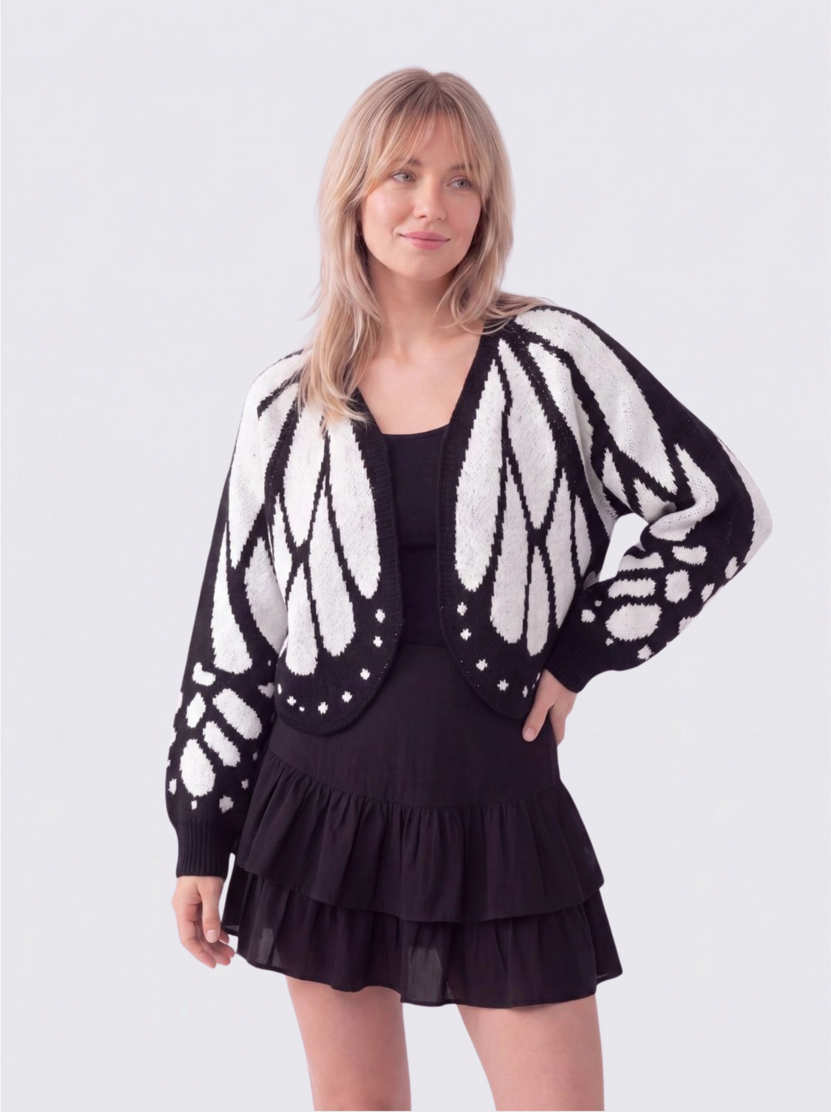 Cadaqués | Cárdigan oversize con diseño de mariposa - Blanco