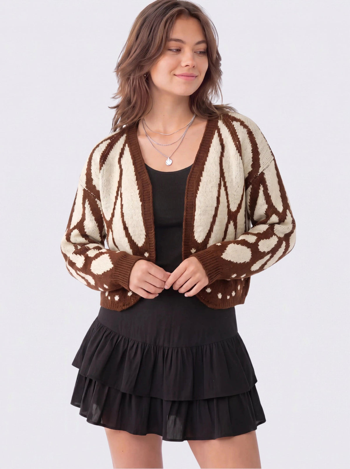 Cadaqués | Cárdigan oversize con diseño de mariposa - Marrón