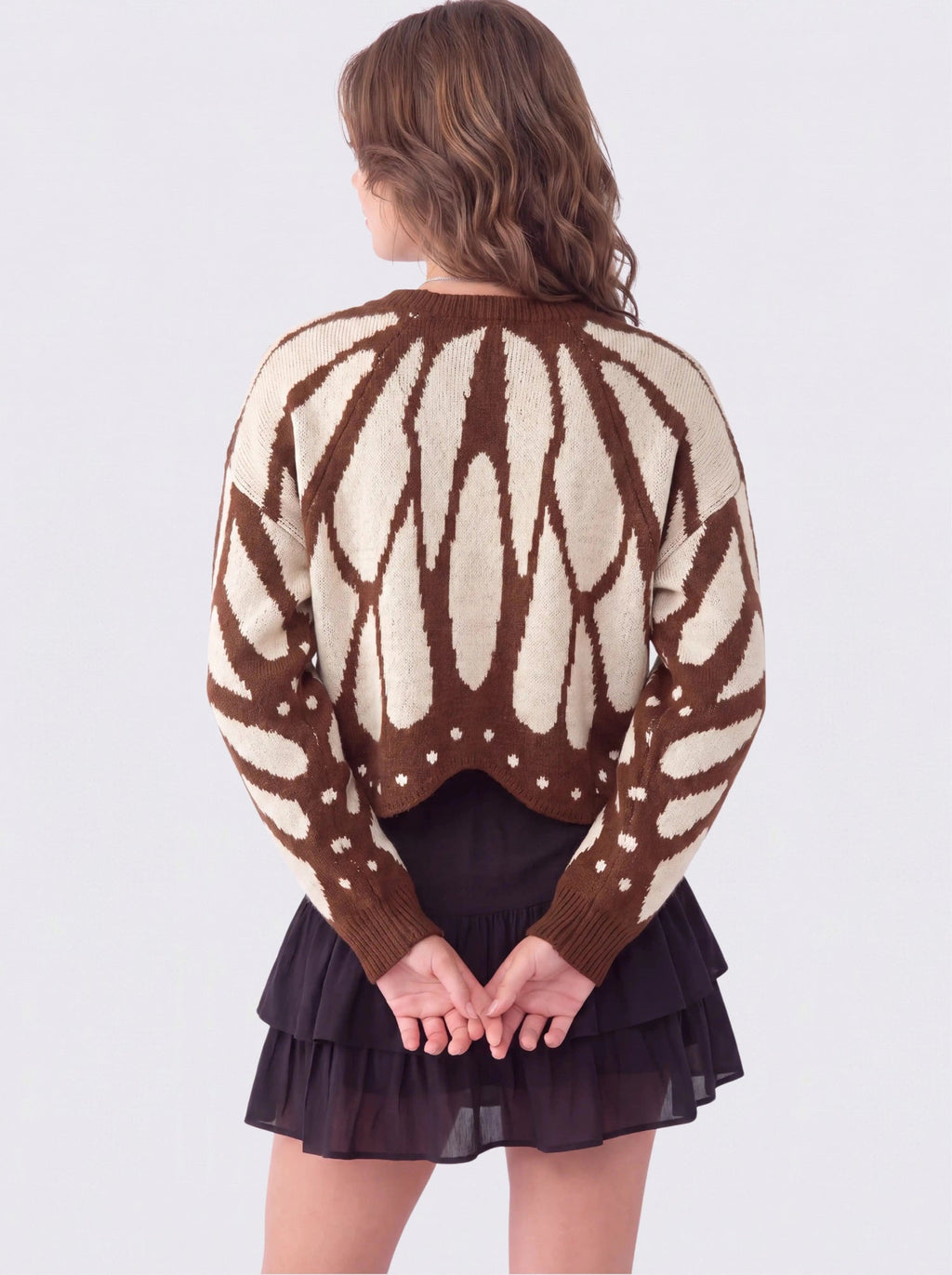 Cadaqués | Cárdigan oversize con diseño de mariposa - Marrón