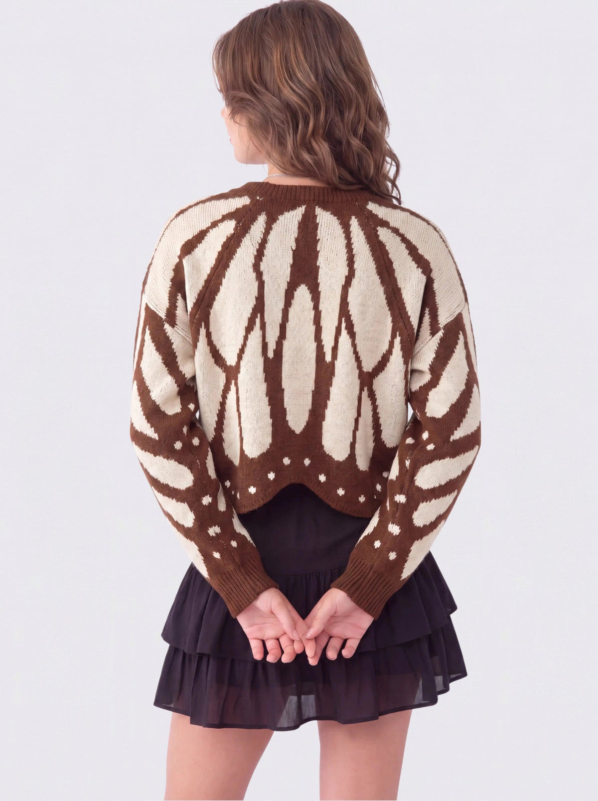 Cadaqués | Cárdigan oversize con diseño de mariposa - Marrón