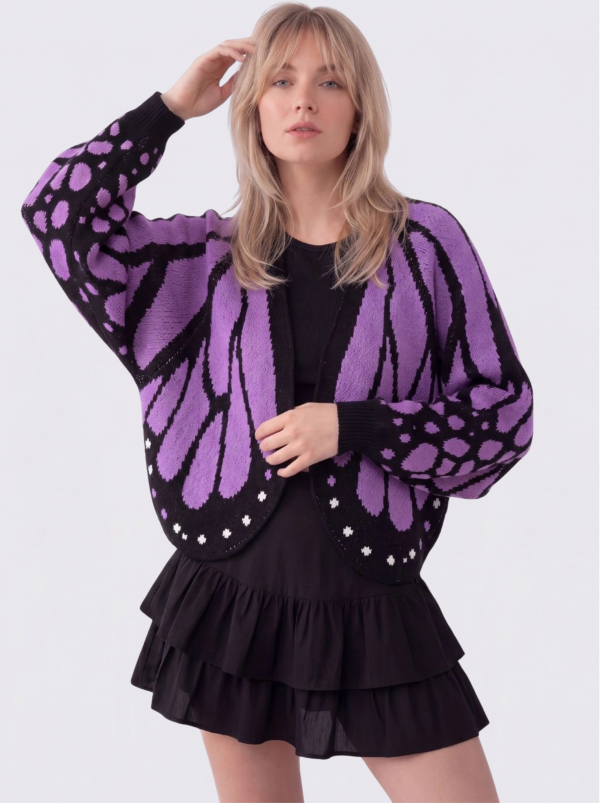 Cadaqués | Cárdigan oversize con diseño de mariposa - Morado