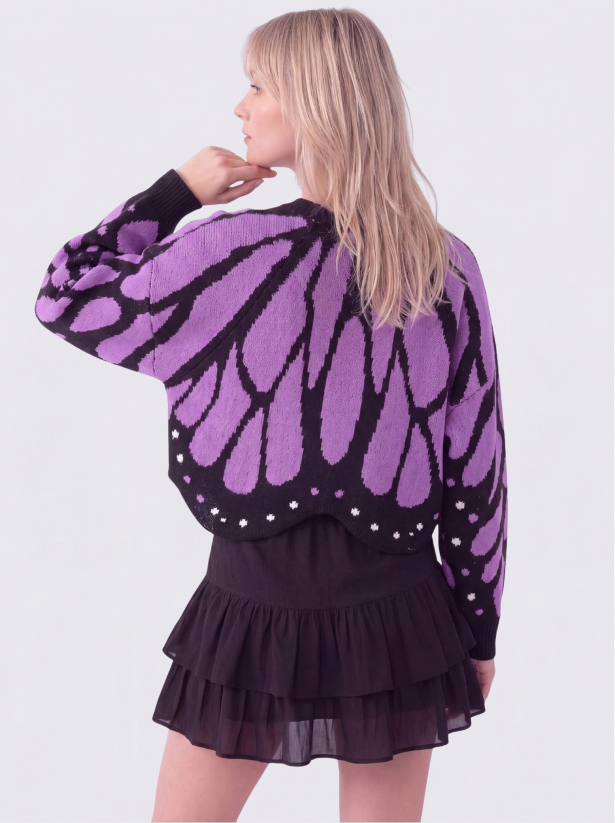 Cadaqués | Cárdigan oversize con diseño de mariposa - Morado