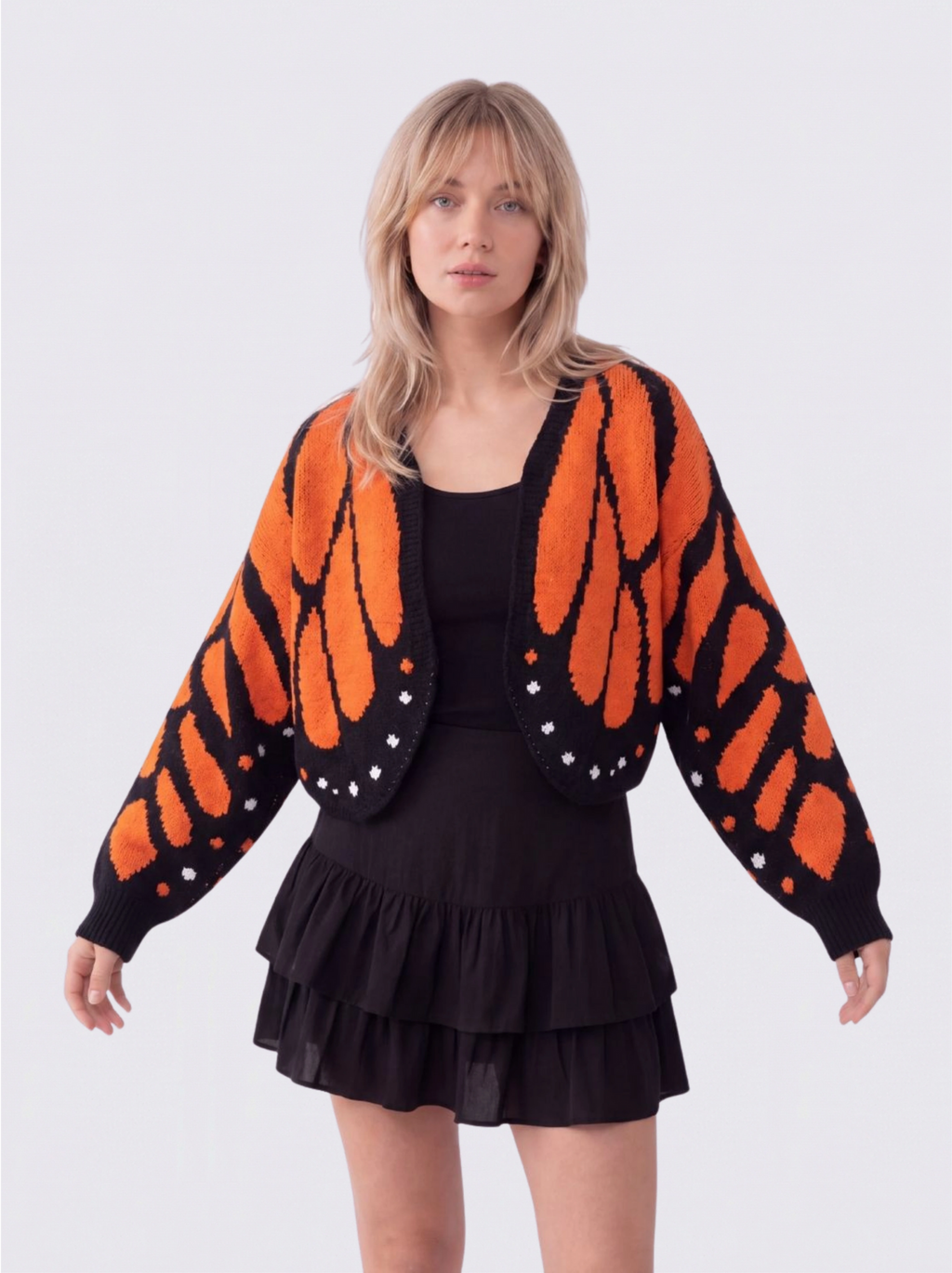 Cadaqués | Cárdigan oversize con diseño de mariposa - Naranja