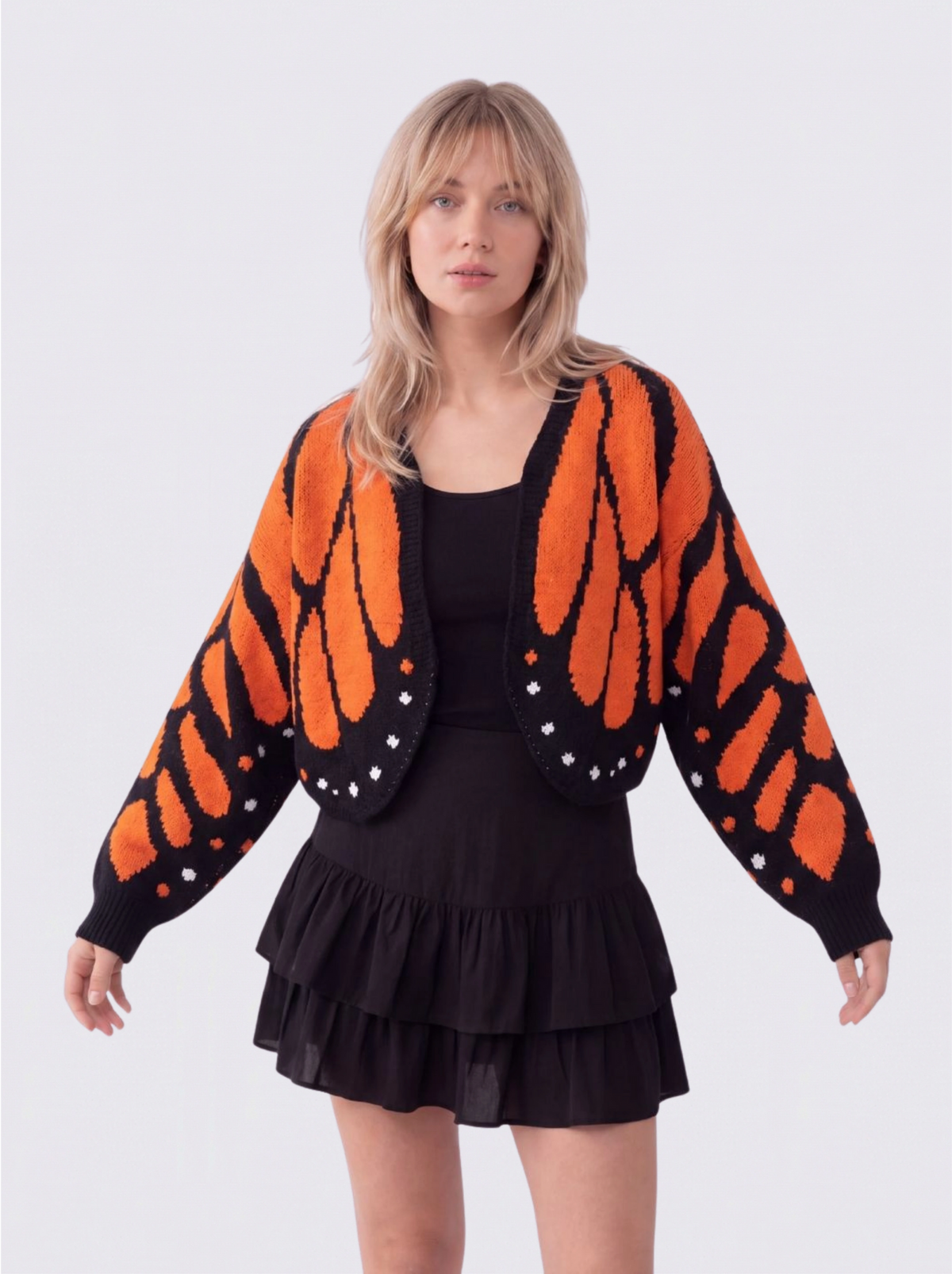 Cadaqués | Cárdigan oversize con diseño de mariposa - Naranja