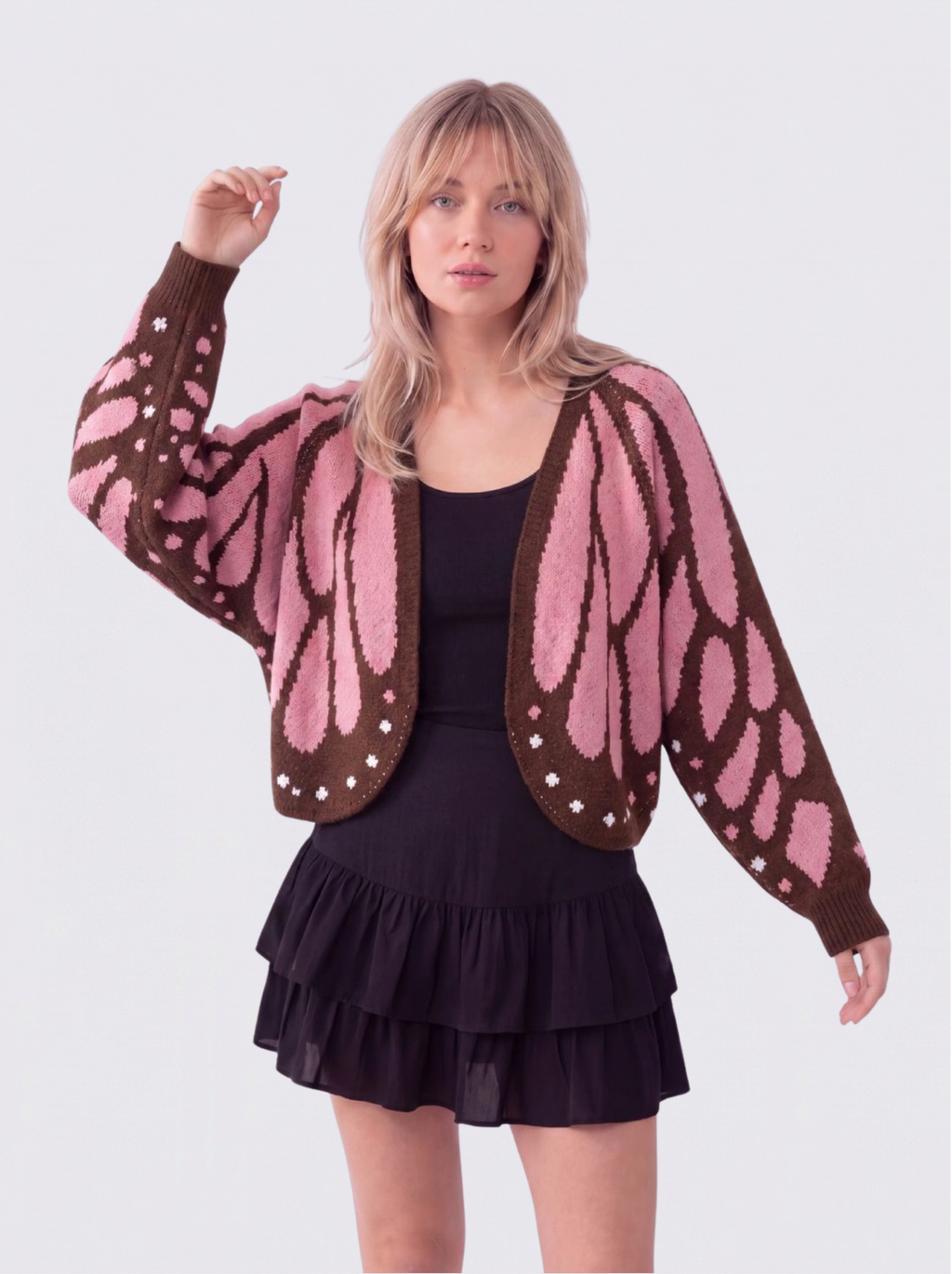 Cadaqués | Cárdigan oversize con diseño de mariposa - Rosa