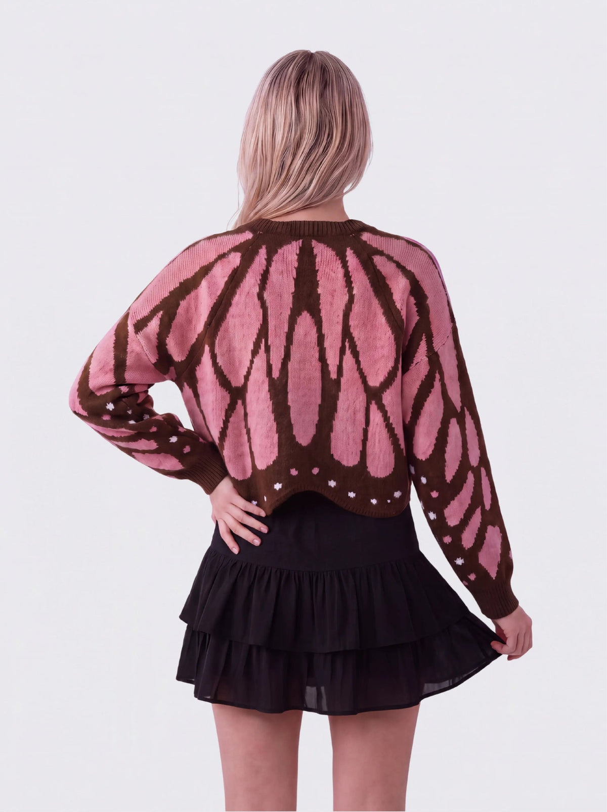 Cadaqués | Cárdigan oversize con diseño de mariposa - Rosa
