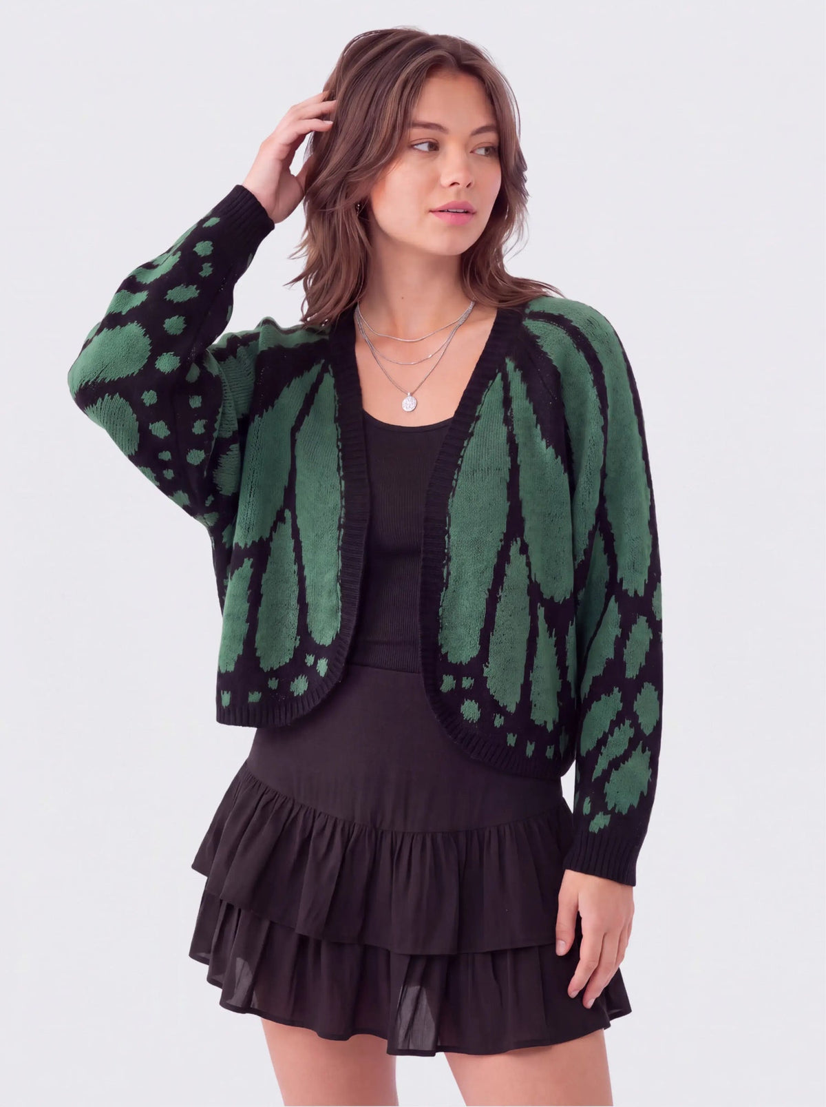 Cadaqués | Cárdigan oversize con diseño de mariposa - Verde
