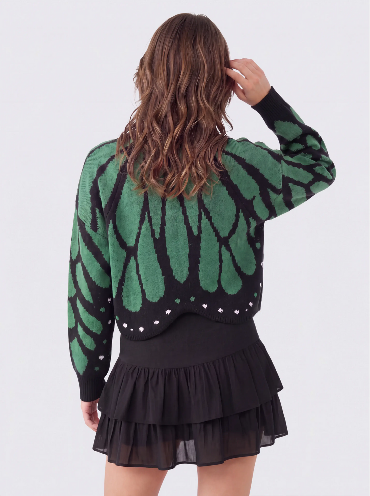 Cadaqués | Cárdigan oversize con diseño de mariposa - Verde