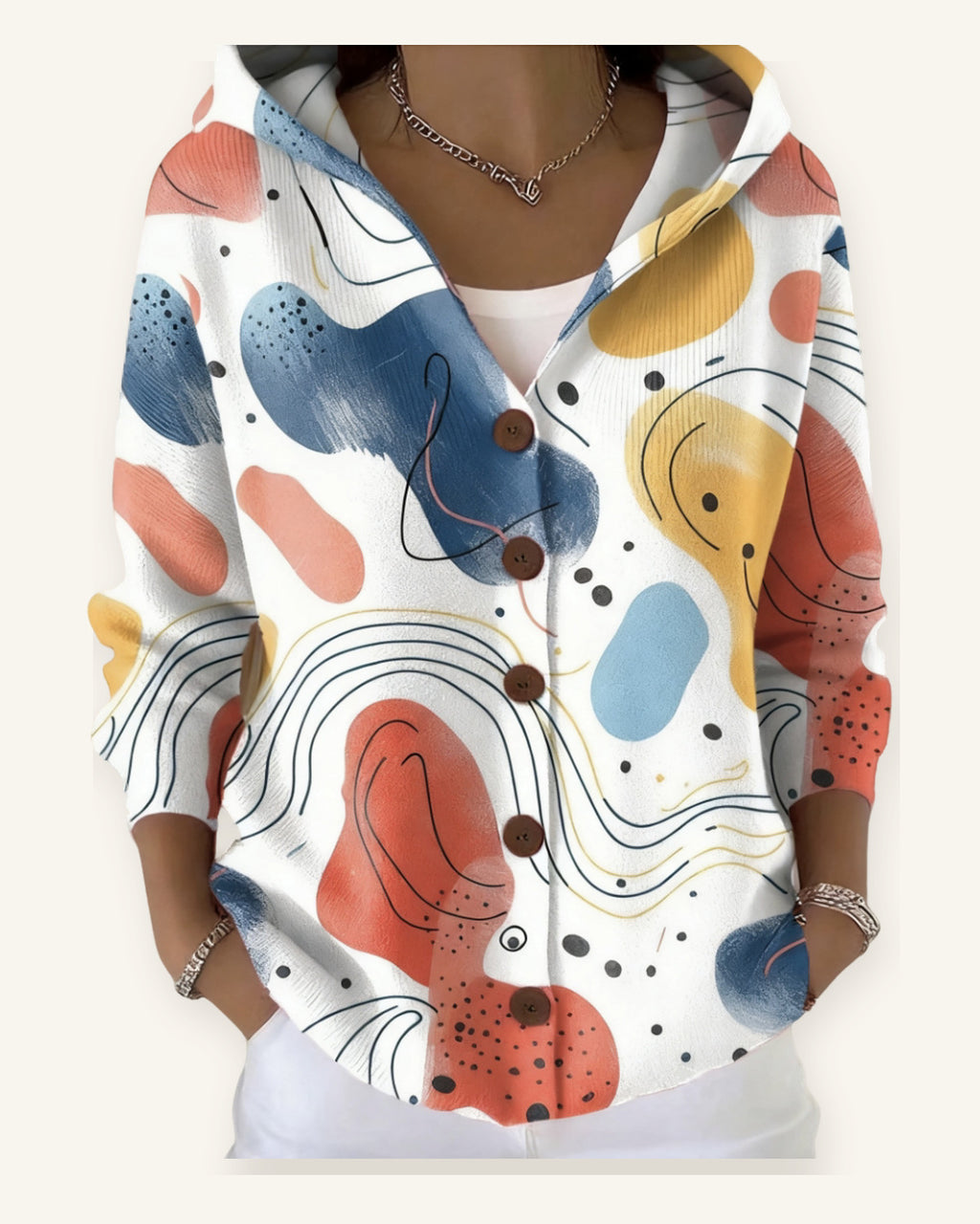 Cádiz chaqueta multicolor sobre fondo marfil