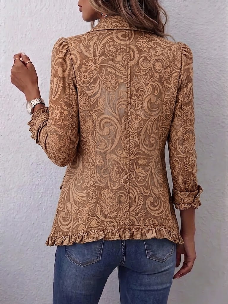 Concepción chaqueta floral vintage marrón vista trasera