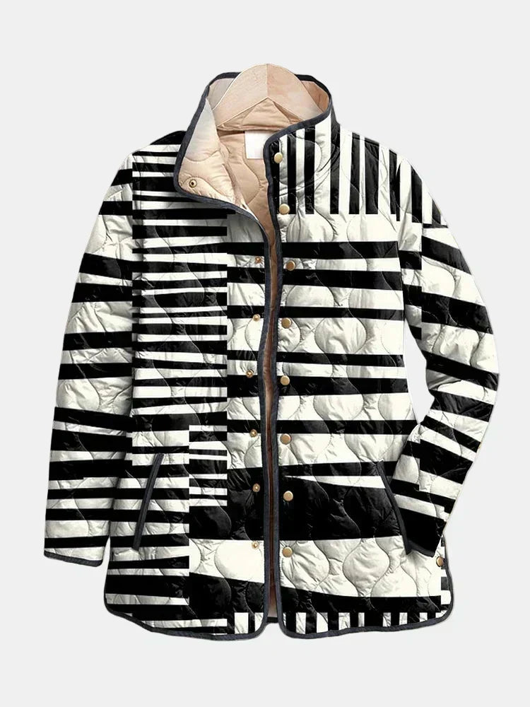 Cuenca chaqueta acolchada floral vintage - Blanco y Negro