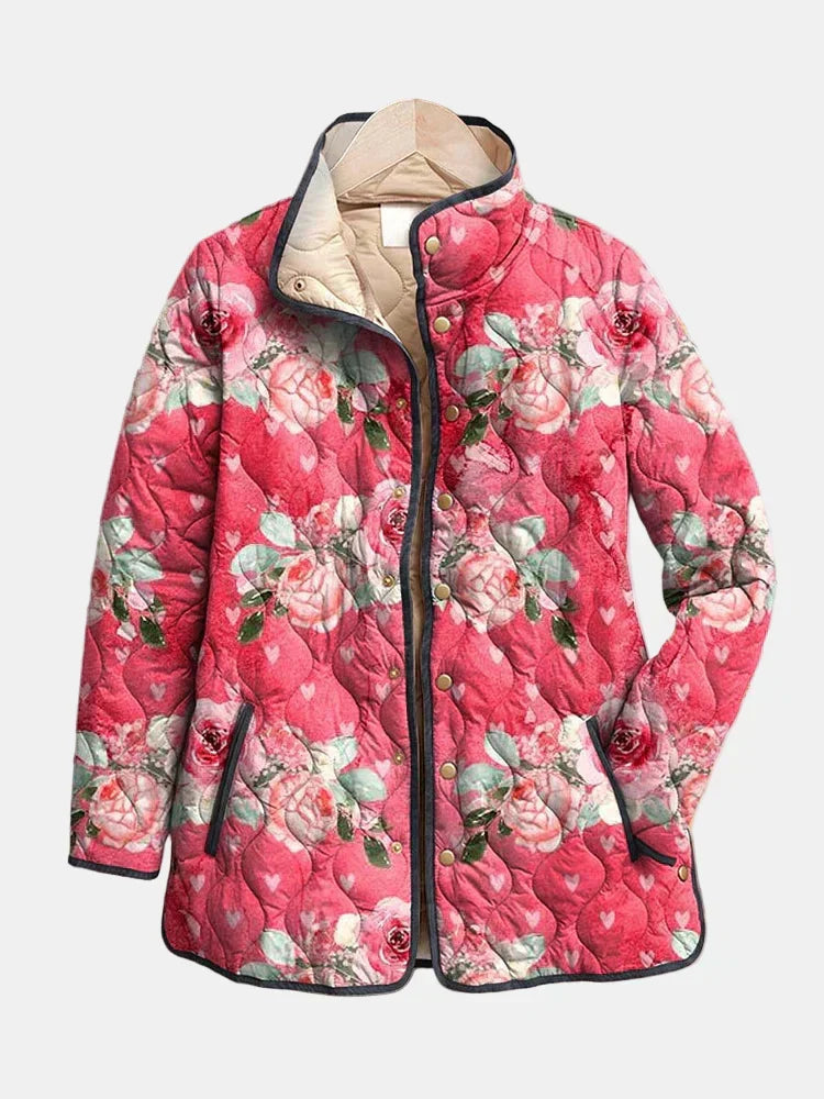 Cuenca chaqueta acolchada floral vintage - Floral Rosa