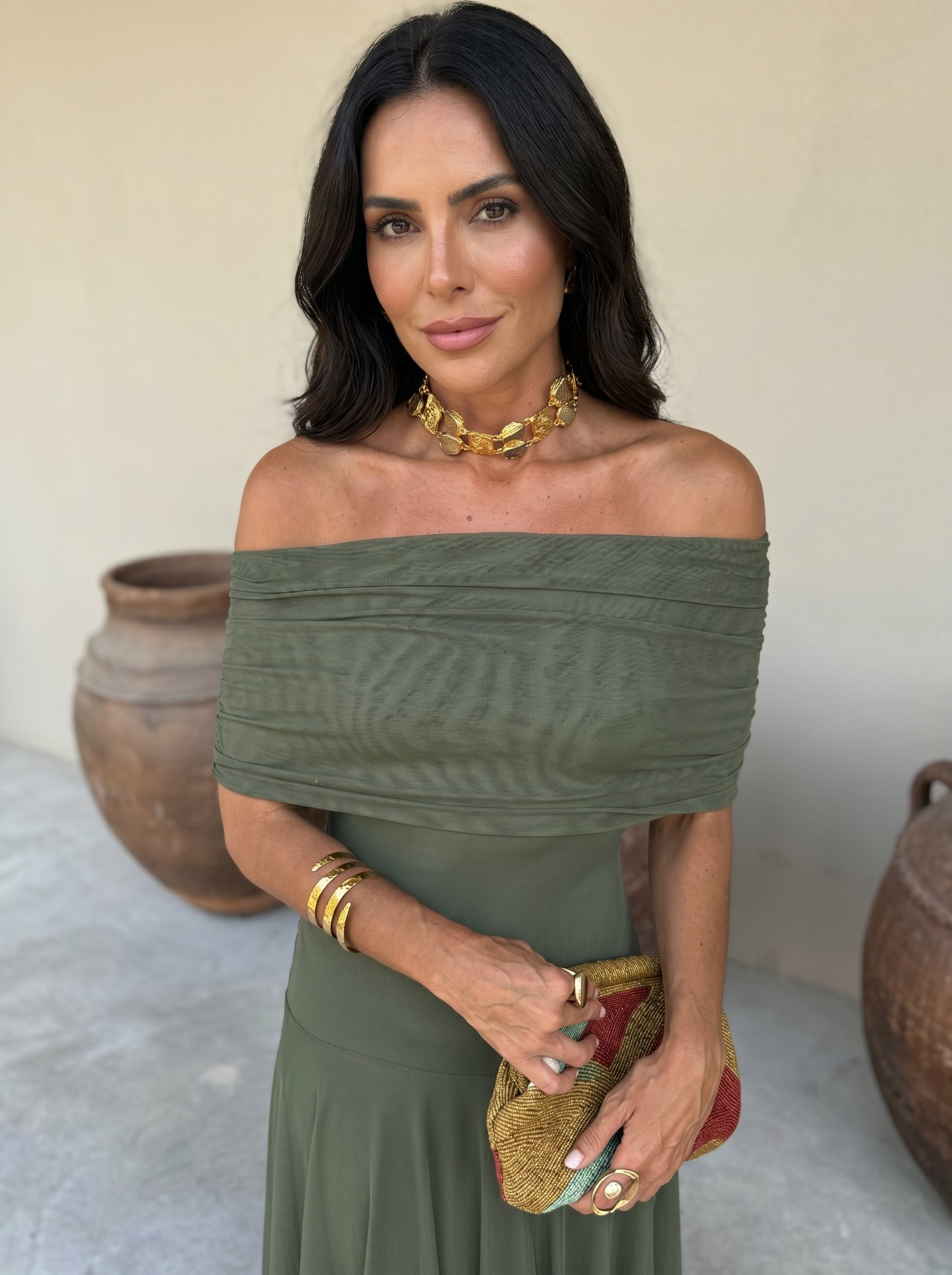 Palermo Vestido Bardot Largo – Estilo Sofisticado y Veraniego