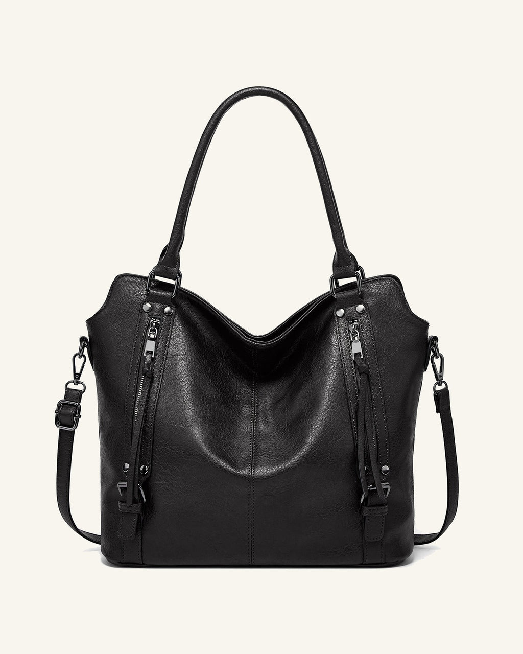 Gioia bolso shopper negro sobre fondo marfil