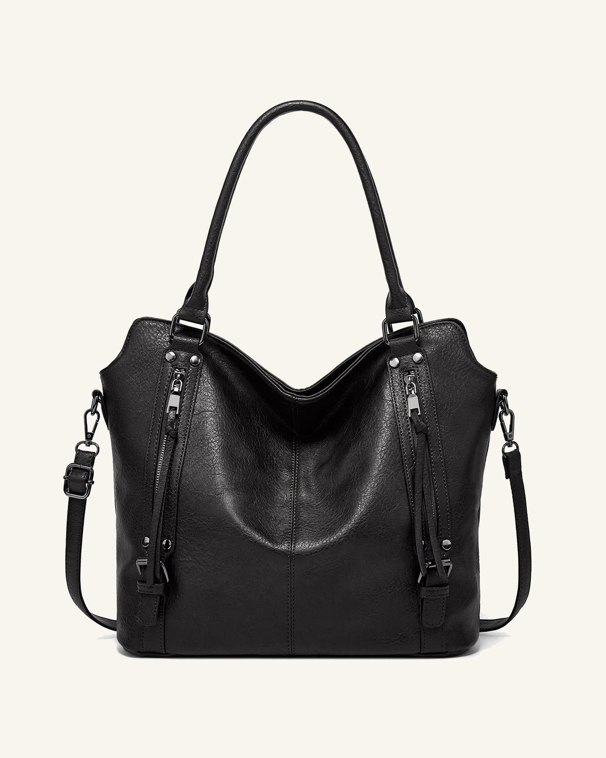 Gioia bolso shopper negro sobre fondo marfil
