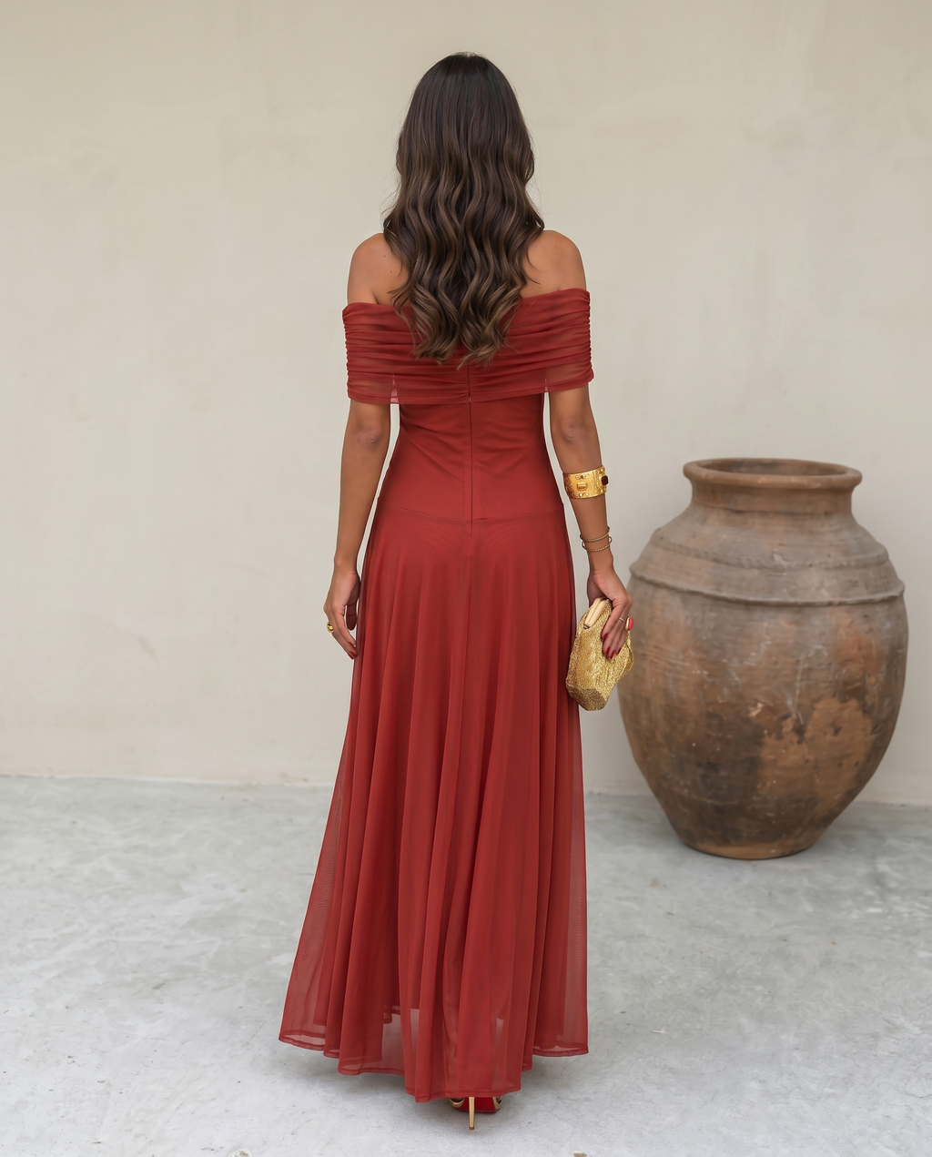Palermo Vestido Bardot Largo – Estilo Sofisticado y Veraniego