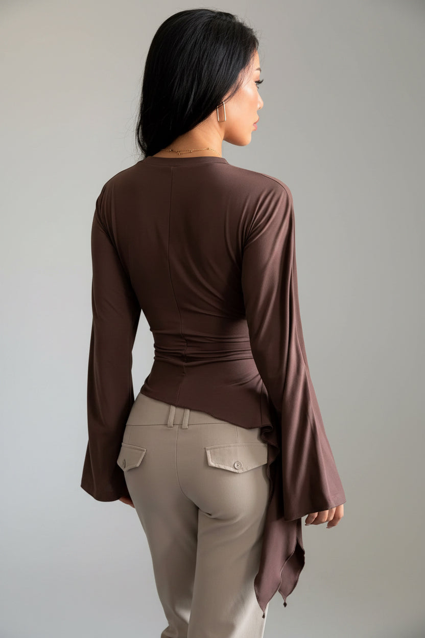 Marbella camiseta de manga larga color chocolate - vista trasera